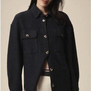 By Anthropologie Knit Shacket Shirt Button Down Navy